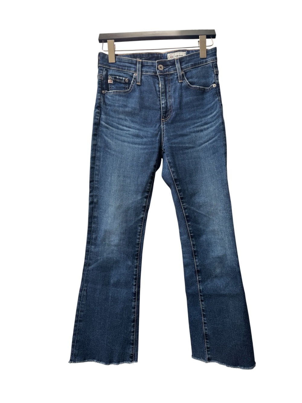 Ag Adriano Goldschmied Blue Wide-Leg Jeans Farrah-Boot Crop High Rise.